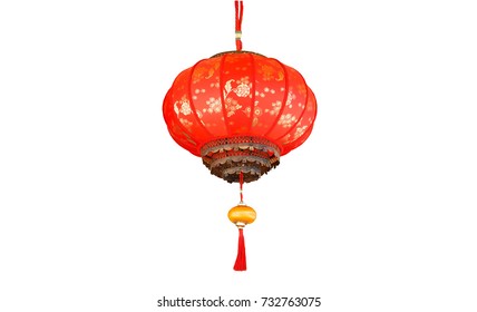 Chinese red lamp Color of luck Chinese belief isolated on white background