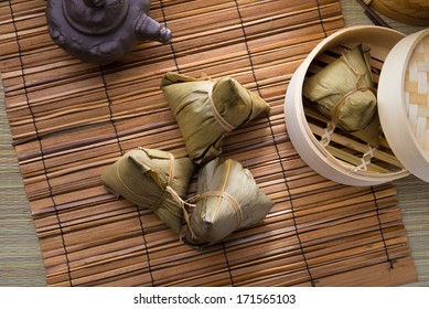 chinese Rice dumpling on set up background 