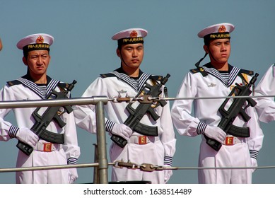 Chinese Sailors Aboard The Type 052B Destroyer Or Guangzhou Class Destroyer - Taranto, Puglia, Italy - 02/08/2010