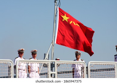 Chinese Sailors Aboard The Type 052B Destroyer Or Guangzhou Class Destroyer - Taranto, Puglia, Italy - 02.08.2010