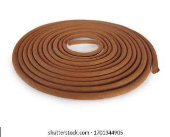 Chinese Sandalwood Incense Coil Closeup Isolated On White Background