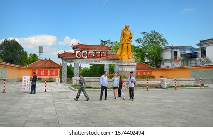 Chinese Soldier Statue Outside Of Military Base, Dali Ancient City, Yunnan Province, China 04-26-2016. Street Life