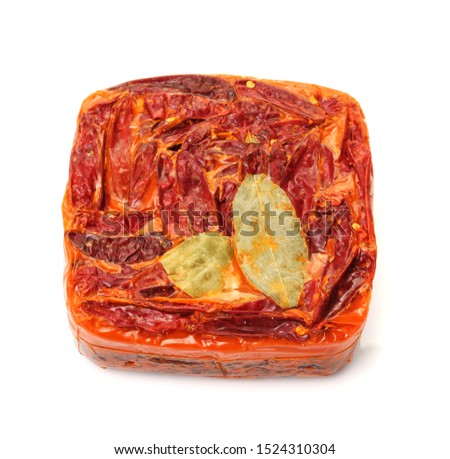 Chinese spicy hot pot bottom material on white background