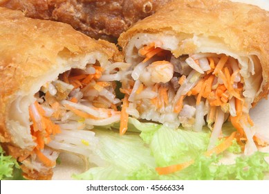 Chinese Spring Roll Filled With Vegetables, Pork And Shrimp