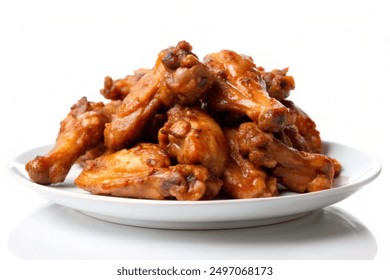 Chinese stir-fry chicken wings isolated on a white background - Powered by Shutterstock