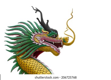 Chinese Style Dragon Statue On White Background