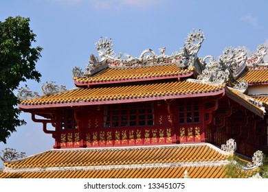 Chinese style pavilion  in Bang Pa-In Palace , Ayutthaya Province,Thailand,Asia.