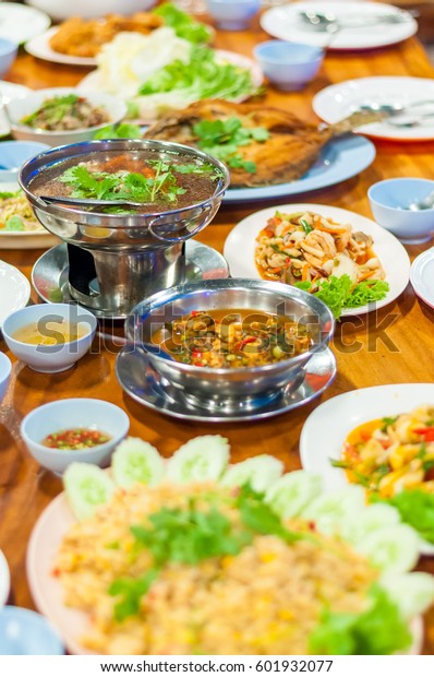 Chinese Style Thais Food Dinner Party Stock Photo Edit Now 601932077