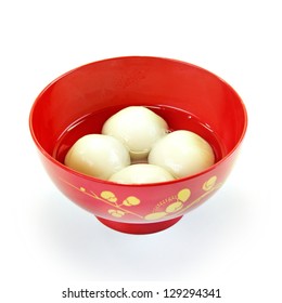 Chinese Sweet Dumplings Red Bowl Isolated Stock Photo 129294341 ...