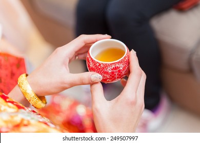 Chinese Tea Ceremony Cups In Wedding Day