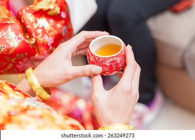 Chinese Tea Ceremony Cups In Wedding Day