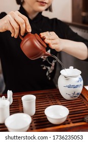 Chinese Tea Ceremony. Girl Making Chinese Tea