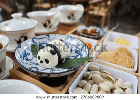 Chinese tea drinks and refreshments at authentic Tea House near People's Park Chengdu, Sichuan Province of China
