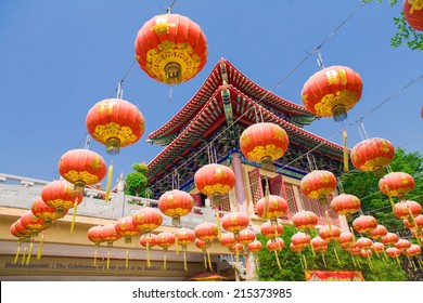 Chinese Temple In Thailand. The Temple Open To The Public To Watch.