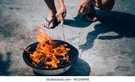 Chinese traditional burn paper, joss paper, sheets of paper that are burned in traditional Chinese deity or ancestor worship ceremonies
Image of a large campfire for winter