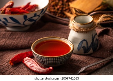 Chinese Traditional Chili Oil In A Little Bowl