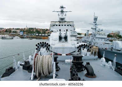 Chinese Warship In Qingdao,china