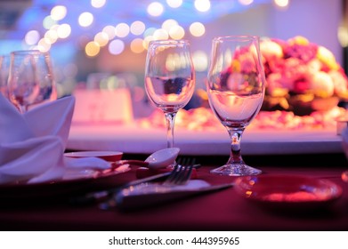 Chinese Wedding Restaurant Table With Light Bokeh