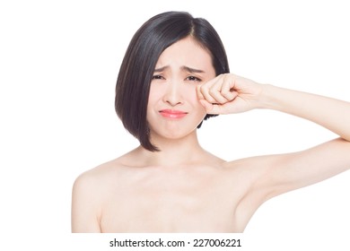 Chinese Woman Facial Expressions, White Background