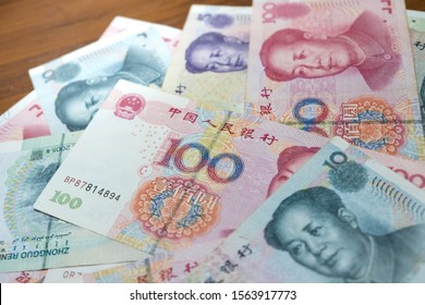 Chinese Yuan Banknotes. Chinese Dollar RMB.