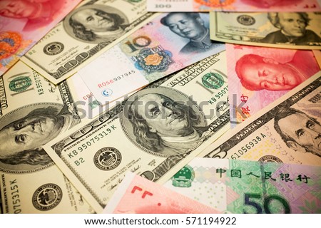 Chinese Yuan Note Us Dollar Background Stockfoto Jetzt Bearbeiten - 