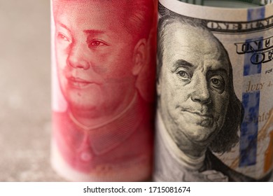 Chinese Yuan And US Dollar Note 