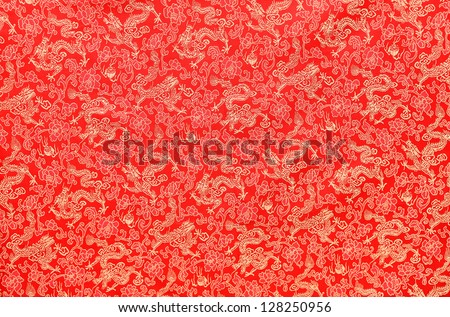 Chinese's style red cloth, dragon and flower pattern