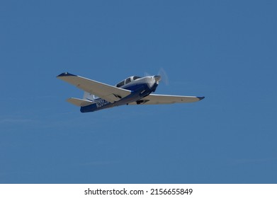 Chino Airport, California, USA - May 14, 2022: Image Of Mooney M-20J With Registration N201JX Shown Airborne.