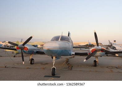 CHINO, CA/USA - MAY 1, 2016: Image Of An Old Small Propeller Plane Shown At The Chino Airport.