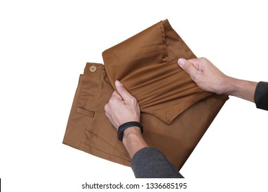 Chino Pants Spandex Brown Color Stretch By Men Hand.