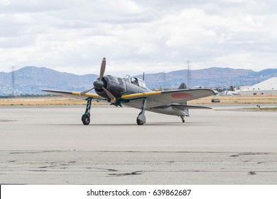 Chino, USA - May 7 2017: Mitsubishi A6M-5 - Zero On Display During Planes Of Fame Air Show In Chino Airport.