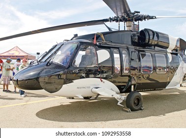 CHINO/CALIFORNIA - MAY 6, 2018: Firefighting And Rescue Helicopter Parked At Chino Airport. Chino, California USA