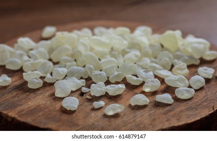 Chios Mastic Tears On A Wooden Background