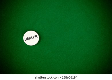 Chip dealer on poker green table