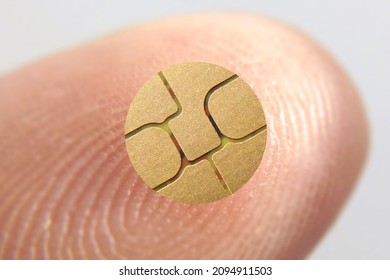 The Chip Is A Person's Identity Identifier, сlose-up Of Fingerprint Texture Of Finger Skin Macro Photography