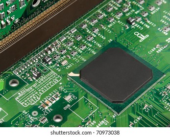 Chip. processor, transistor, on pcb