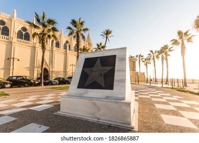 CHIPIONA, SPAIN - Dec 30, 2019: Star Monument To Spanish Singer Rocio Jurado In Her Hometown