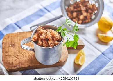 Chipirones freied (fried fried squid), typical Spanish tapas