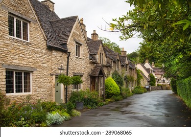 CHIPPENHAM, UK - AUGUST 9, 2014: Castle Combe, Unique Old English Village Street. Old House