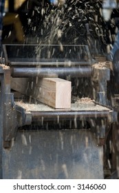 Chips Flying Out Of A Wood Planer