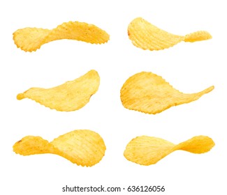 Set Potato Chips Closeup On Isolated Stock Photo 1658371543 | Shutterstock