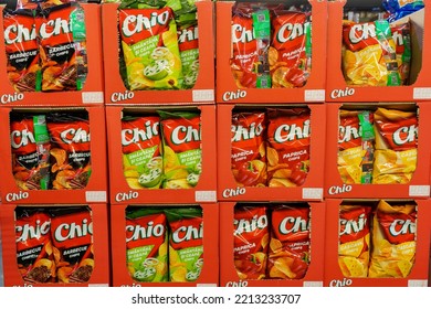 Chips On The Supermarket Shelf. April 30, 2022 Beltsy Moldova.