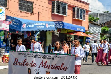 Chiquimulilla Guatemala 09/15/2019 Latin School Walking In Guatemalan Parade