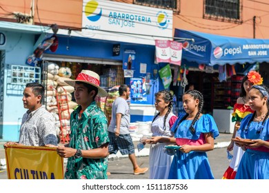 Chiquimulilla Guatemala 09/15/2019 Latin School Walking In Guatemalan Parade