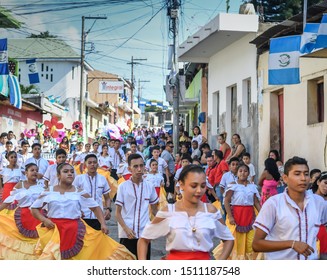 Chiquimulilla Guatemala 09/15/2019 Latin School Walking In Guatemalan Parade