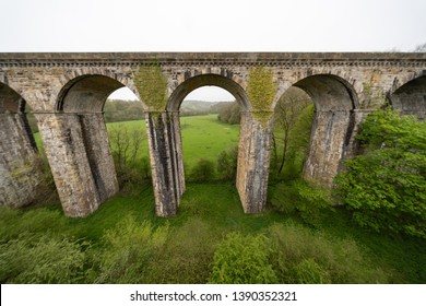 Chirk Aqueduct carries the Llangollen Canal across the Ceiriog Valley near Chirk, on the England-Wales border, spanning the two countries.