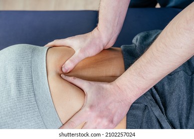 Chiropractic Diaphragm Myofascial Release, Osteopath Releasing Tension In Diaphragm Muscles