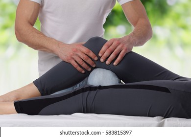Chiropractic, osteopathy, dorsal manipulation. Therapist doing healing treatment on women's back . Alternative medicine, pain relief concept.
