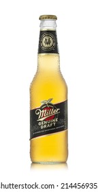 CHISINAU, MOLDOVA - April 9, 2022: Miller Genuine Draft is the original cold filtered packaged draft beer, a product of the Miller Brewing Company owned by SABMiller