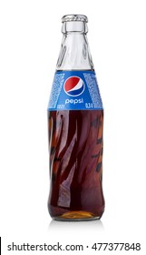 Chisinau, Moldova - December 05, 2015: Photo of Pepsi glass bottle. Pepsi is a carbonated soft drink that is produced and manufactured by PepsiCo